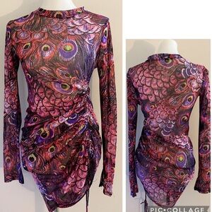 Votique colorful swimsuit coverup peacock resortwear beach vacation